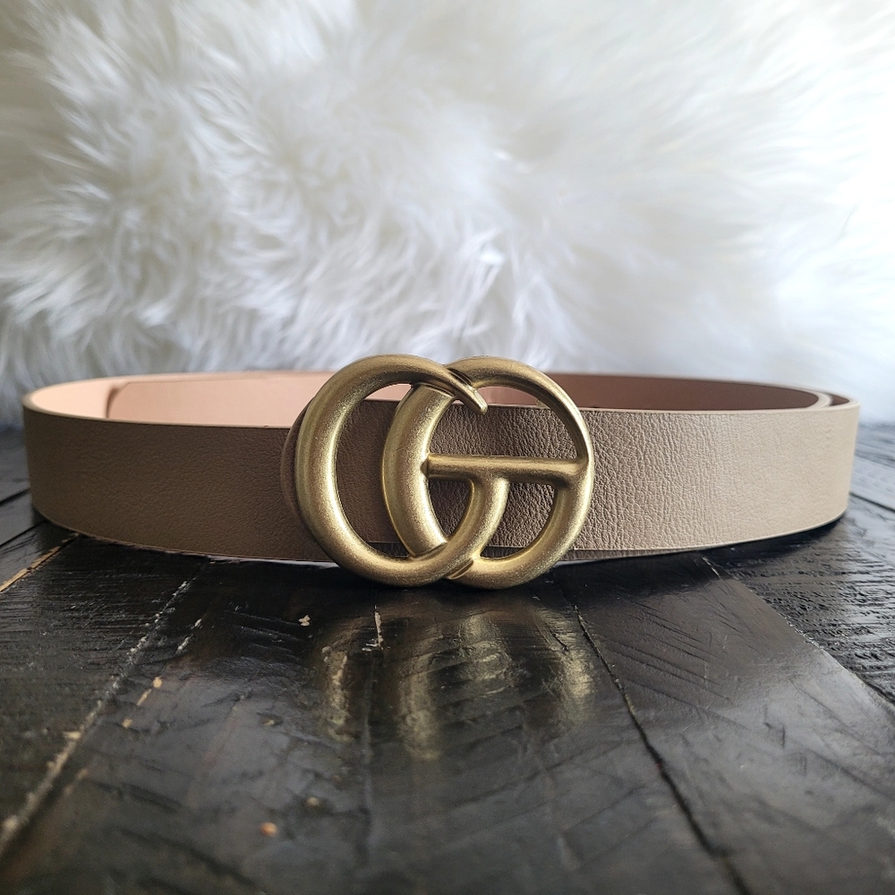Fashion Taupe Faux Leather Belt XL